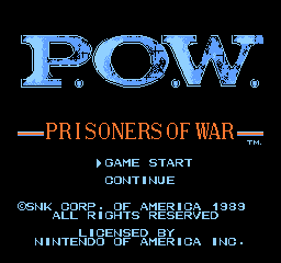 POW Prisoners of War title screen for NES